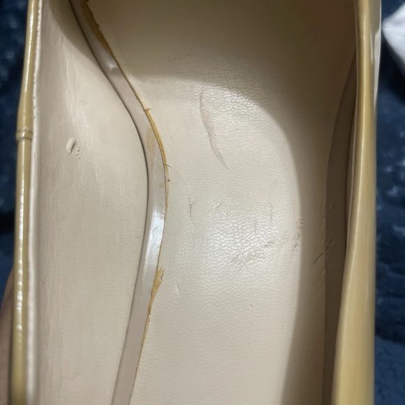 Nine West Glossy Tan Peep-Toe Heels - Picture 6 of 8